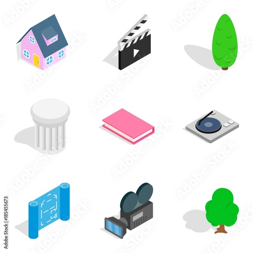 Designing a house icons set, isometric style
