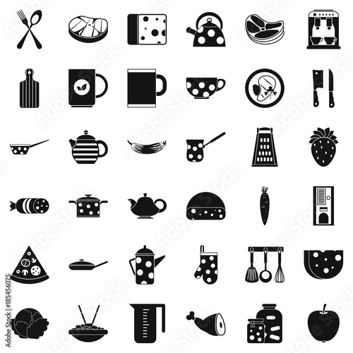 Preparation icons set, simple style