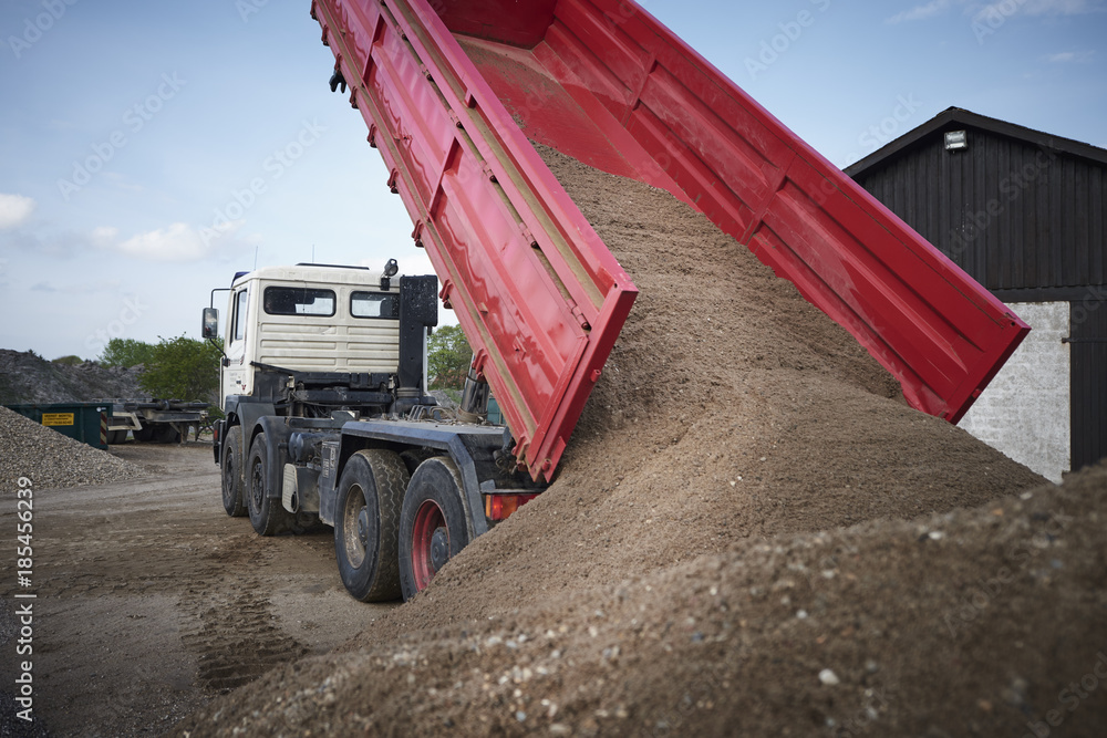 Excavator moving sand and gravel Excavator moving sand and gravel