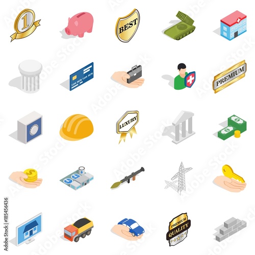 Corporate ethics icons set, isometric style