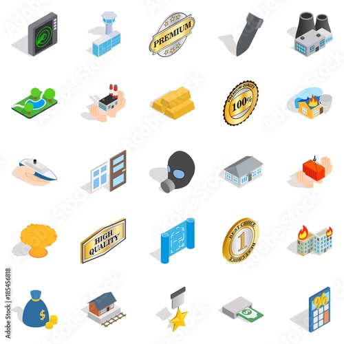 Over profit icons set, isometric style