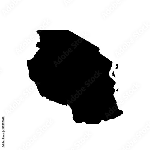 Vector map Tanzania. Isolated vector Illustration. Black on White background. EPS 10 Illustration.