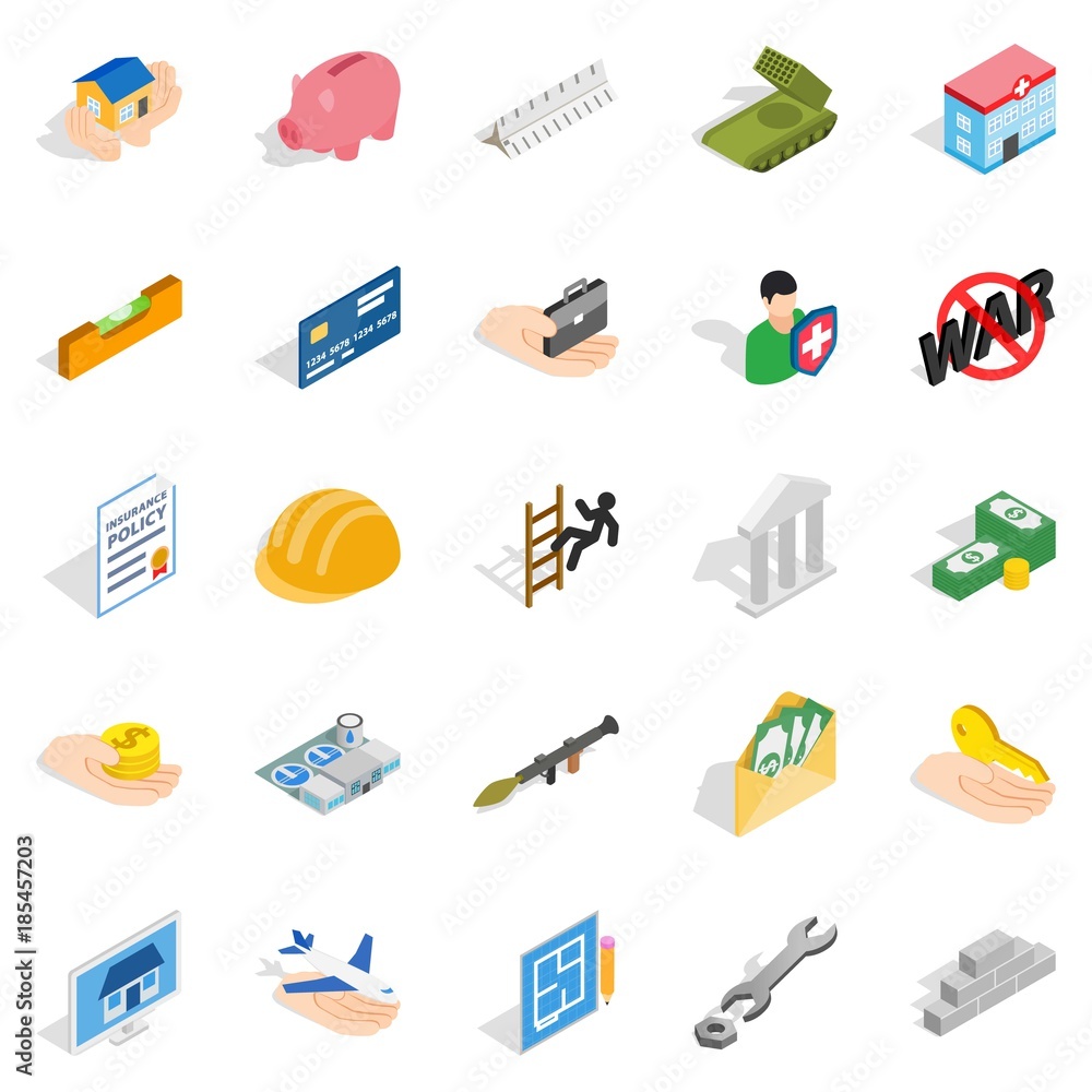 Bonanza icons set, isometric style Bonanza icons set, isometric style