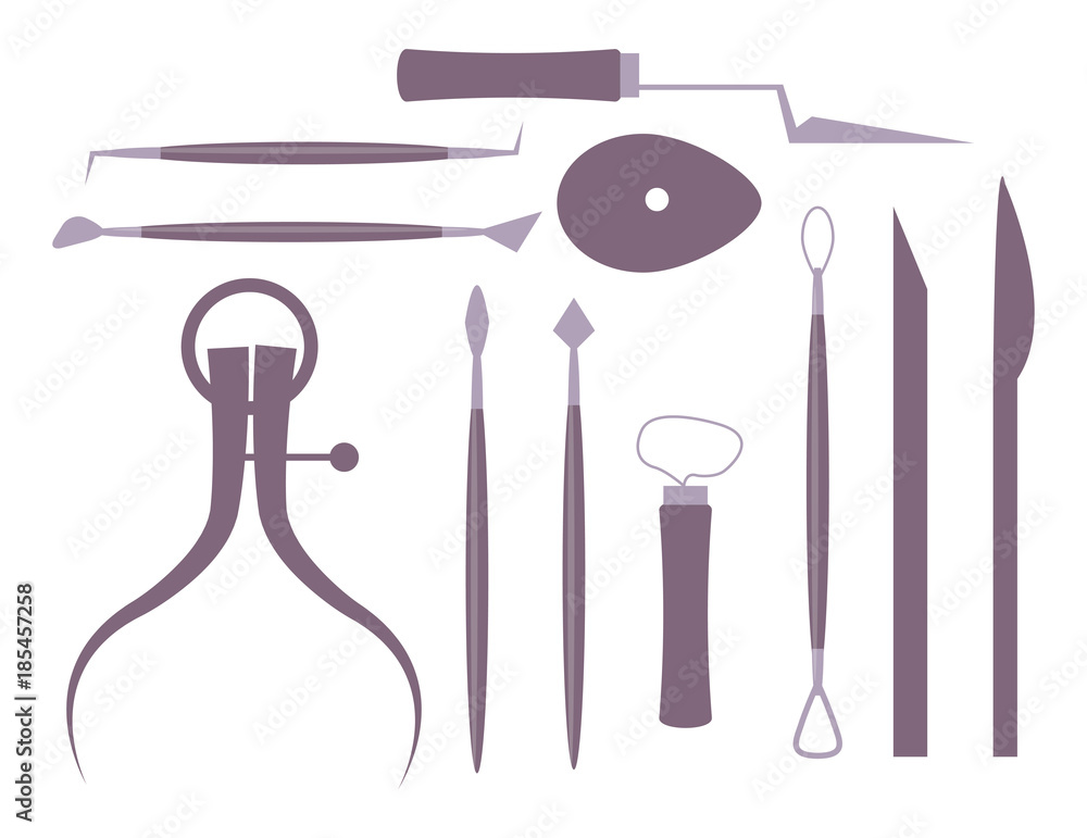Various Art School Instruments and Tools Illustration Various Art School Instruments and Tools Illustration