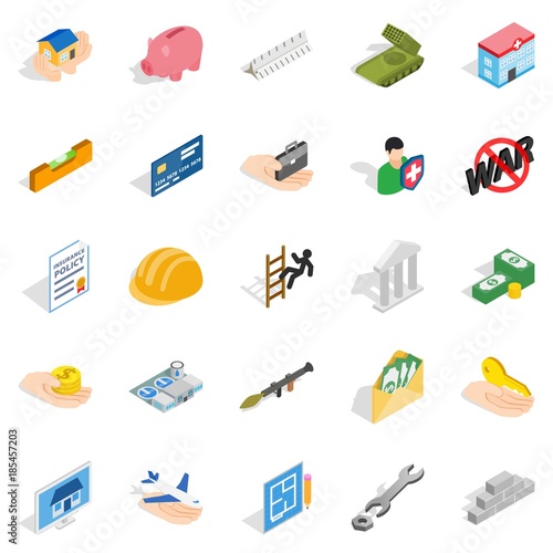 Bonanza icons set, isometric style