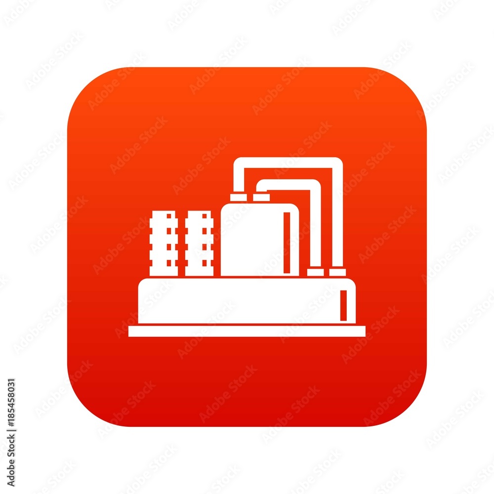 Equipment for production oil icon digital red Equipment for production oil icon digital red