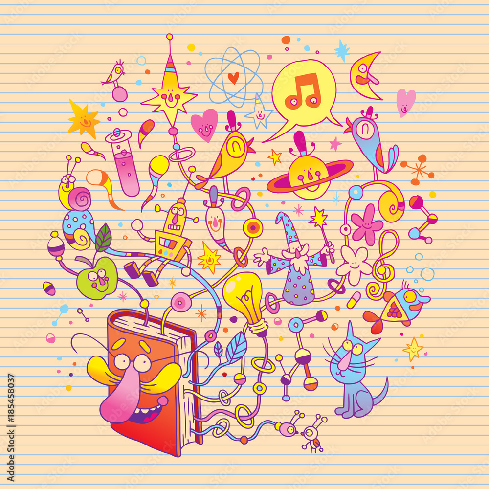 Fototapeta premium book character - learning, education, literature, science, reading concept illustration