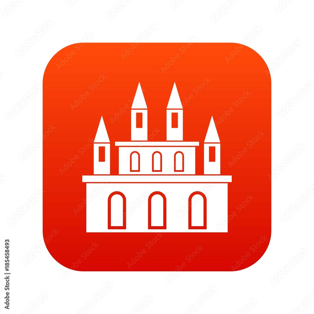 Fototapeta premium Medieval castle icon digital red
