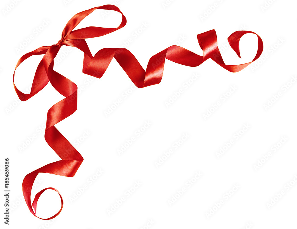 Curled red silk ribbon bow Curled red silk ribbon bow