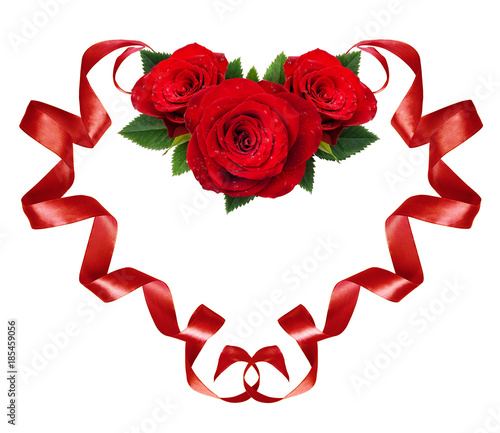 Curled red silk ribbons in ...