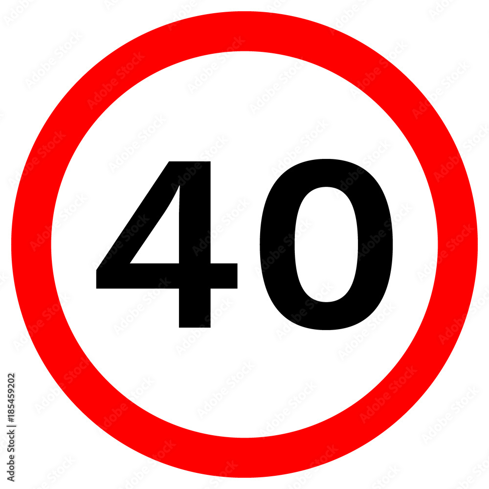 SPEED LIMIT 40 sign in red circle. Vector icon. SPEED LIMIT 40 sign in red circle. Vector icon.