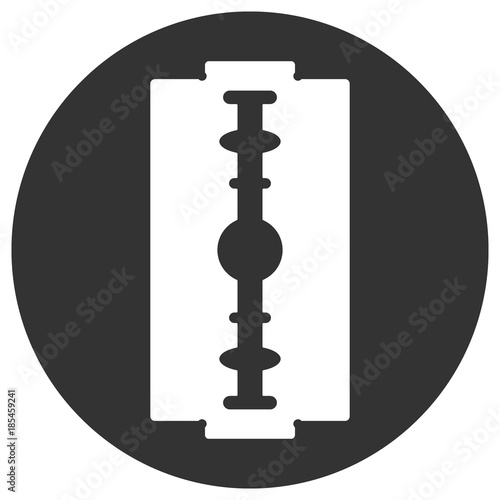 Double edge safety razor blade icon in circle. Vector.