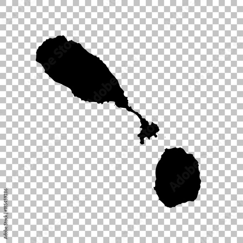 Vector map Saint Kitts and Nevis. Isolated vector Illustration. Black on White background. EPS 10 Illustration.