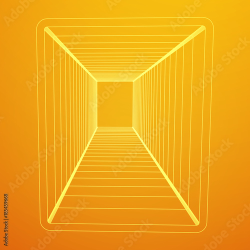 Wireframe low poly mesh construction metallurgy square tube profile symbol vector illustration