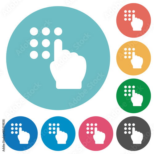 Typing security code flat round icons