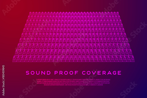 Wireframe model of sound proof coverage in music studio with soundproofing walls. Vector illustration