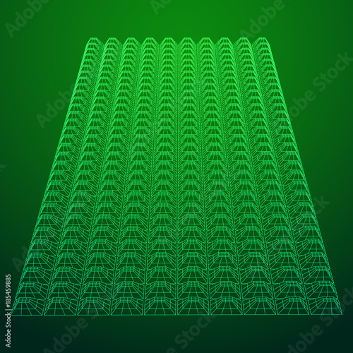 Wireframe model of sound proof coverage in music studio with soundproofing walls. Vector illustration