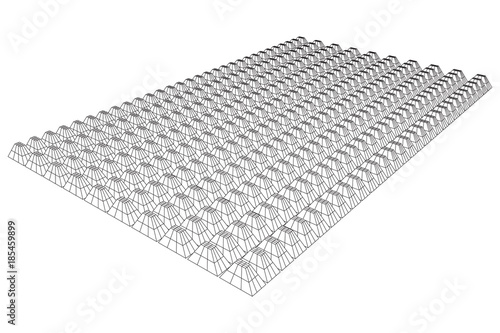 Wireframe model of sound proof coverage in music studio with soundproofing walls. Vector illustration