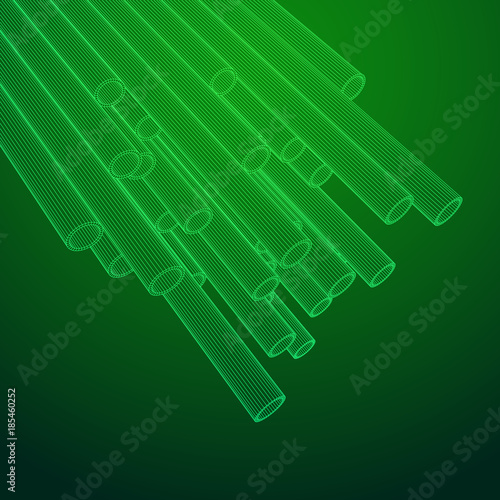 Wireframe low poly mesh construction metallurgy round tubes profile vector illustration