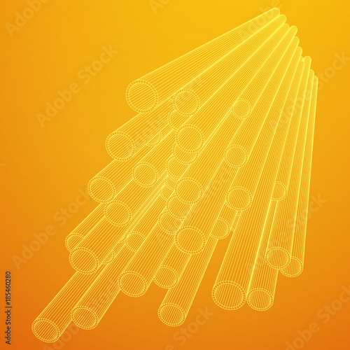 Wireframe low poly mesh construction metallurgy round tubes profile vector illustration