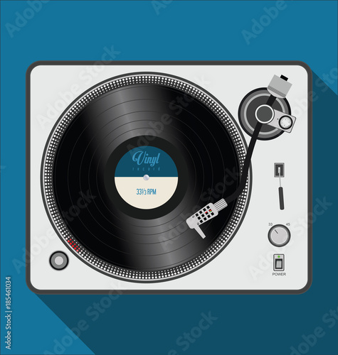 Black vinyl record disc flat concept vector illustration