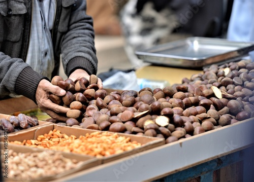hot chestnuts in the market of the old city of jerusalem