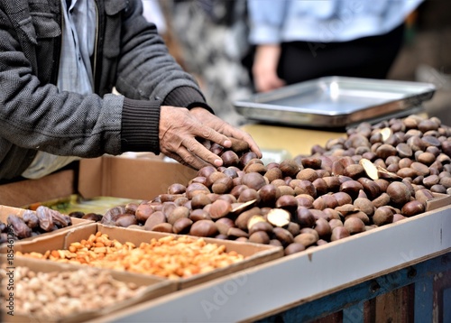 hot chestnuts in the market of the old city of jerusalem