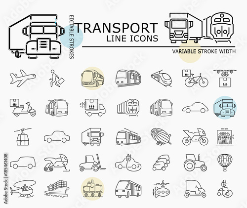 Transport line icons with minimal nodes and editable stroke width and style