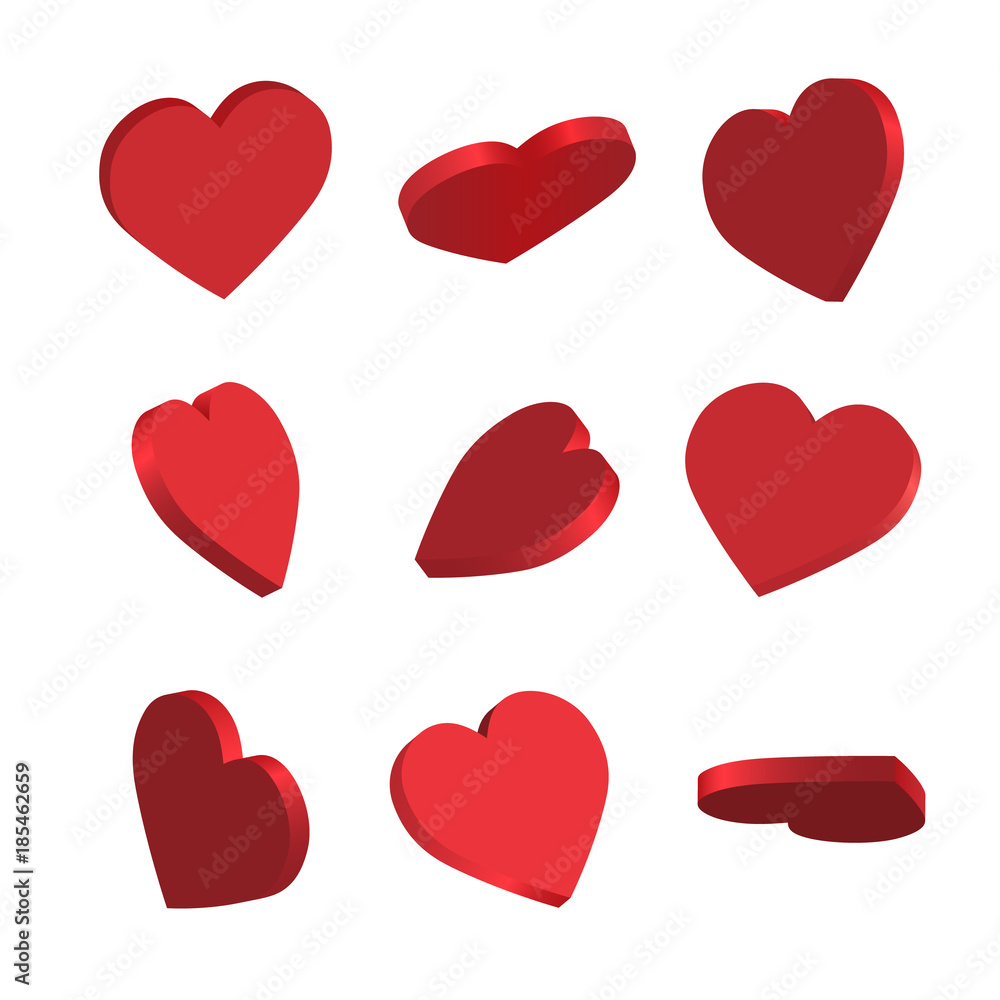 Set of simple icons of red hearts Set of simple icons of red hearts