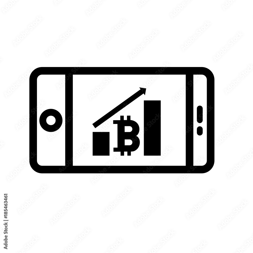 Bitcoin graph on mobile vector icon Bitcoin graph on mobile vector icon