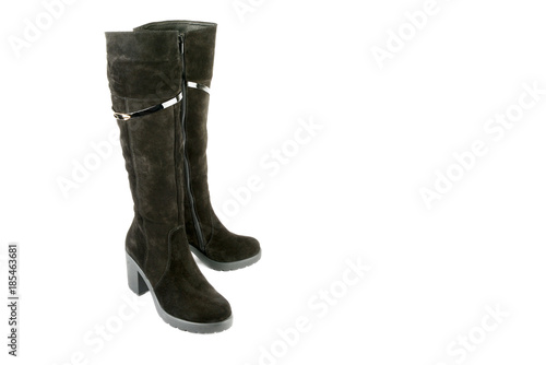 Ladies boots isolated on white background. Comfortable modern shoes