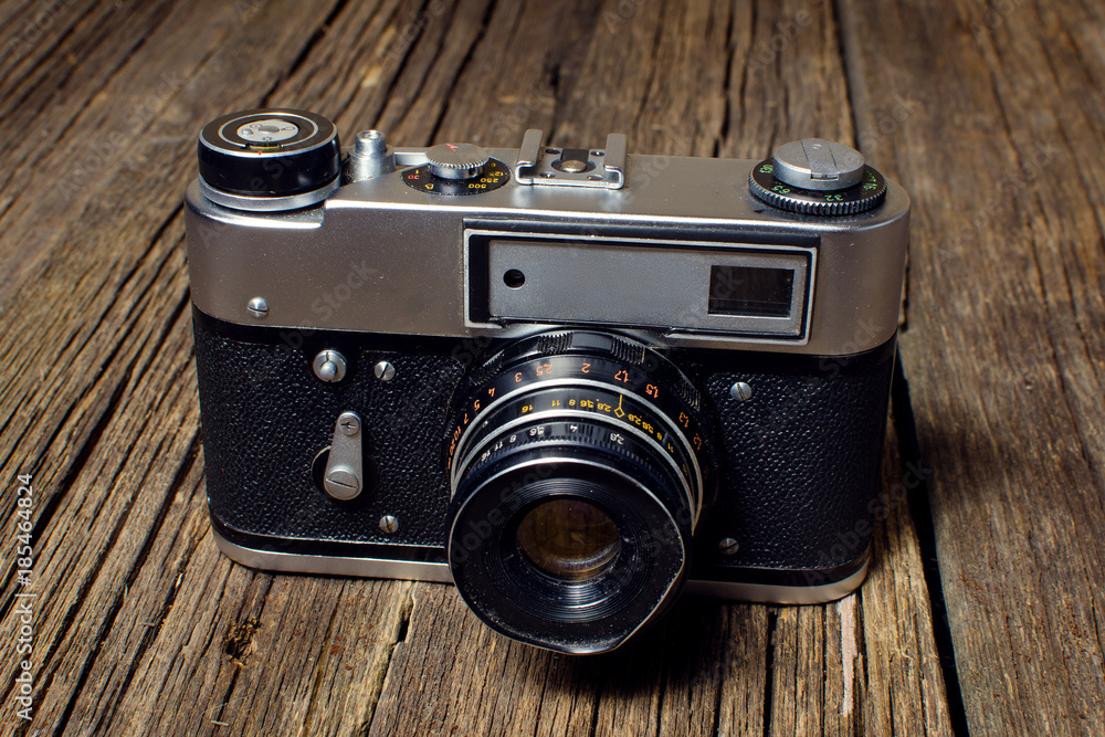 Retro camera in a leather case