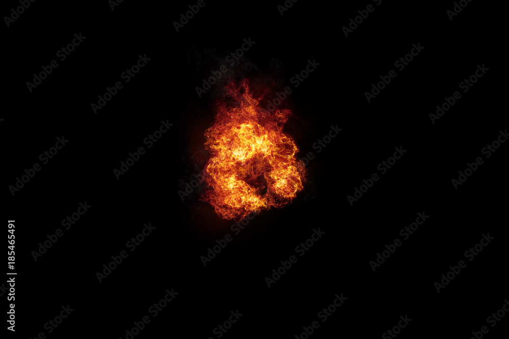 Realistic Burning Fire Flames with Smoke on Black Realistic Burning Fire Flames with Smoke on Black