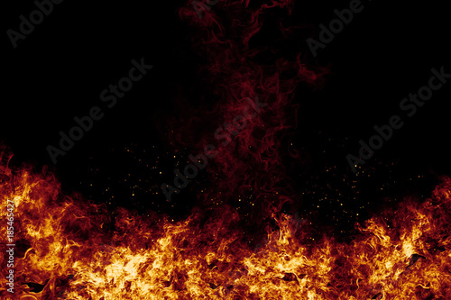 Burning Fire Flames Frame on Black