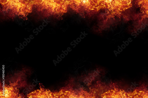 Burning Fire Flames Frame on Black