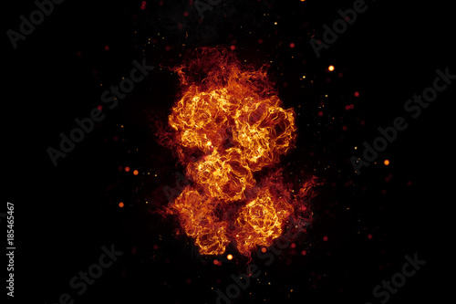 Realistic Burning Fire Flames on Black