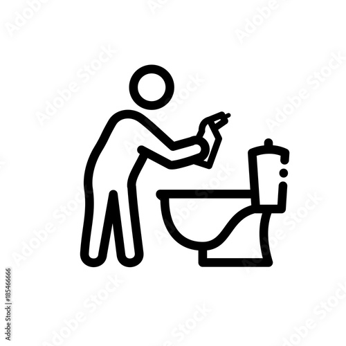 Man cleaning bathroom vector icon