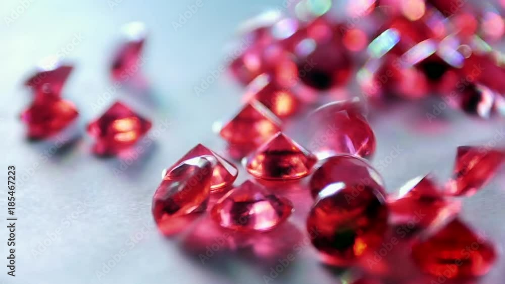 Rubies .Precious Stones . Slow Motion Rubies .Precious Stones . Slow Motion