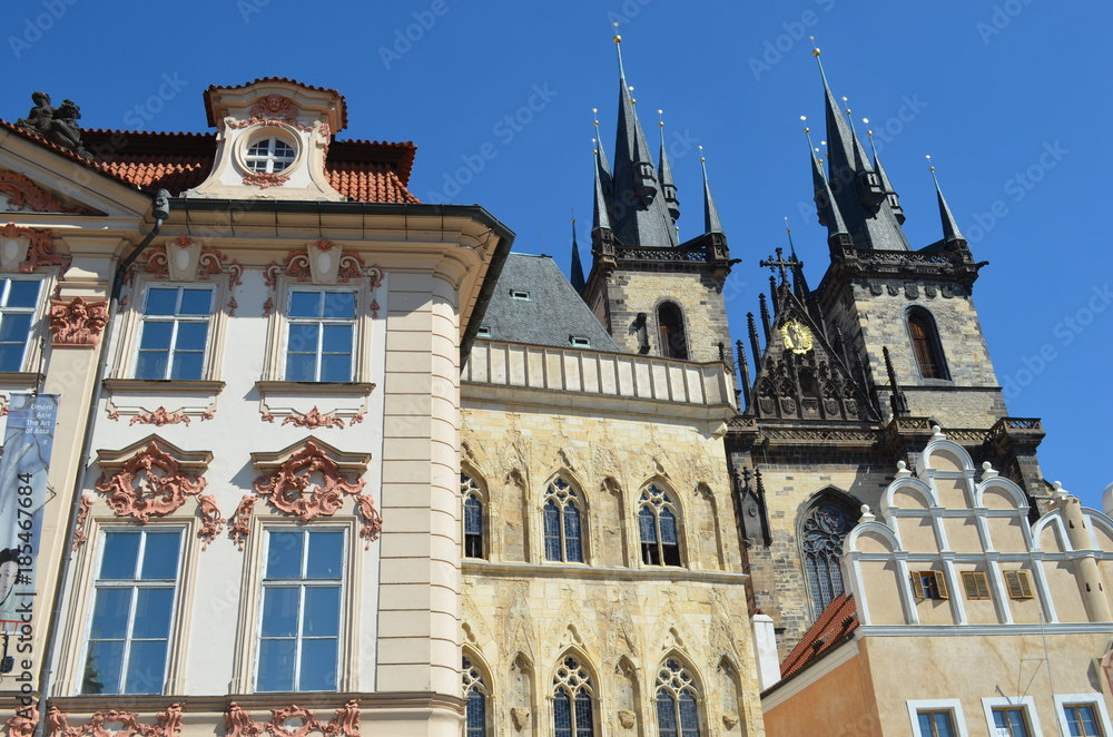 Prague - Buildings on Old Town Square and Church of Our Lady Before Tyn