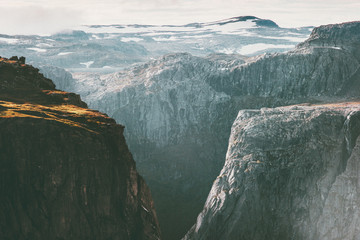 Rocky Mountains gate Landscape in Norway Travel scenery scandinavian wild nature scenic view