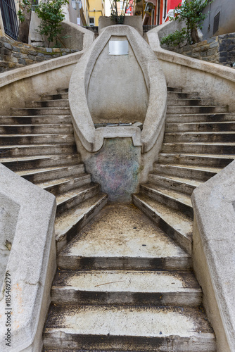Photography Camondo Stairs (Turkish: Kamondo Merdivenleri) in Galata District in Istanbul, Turkey