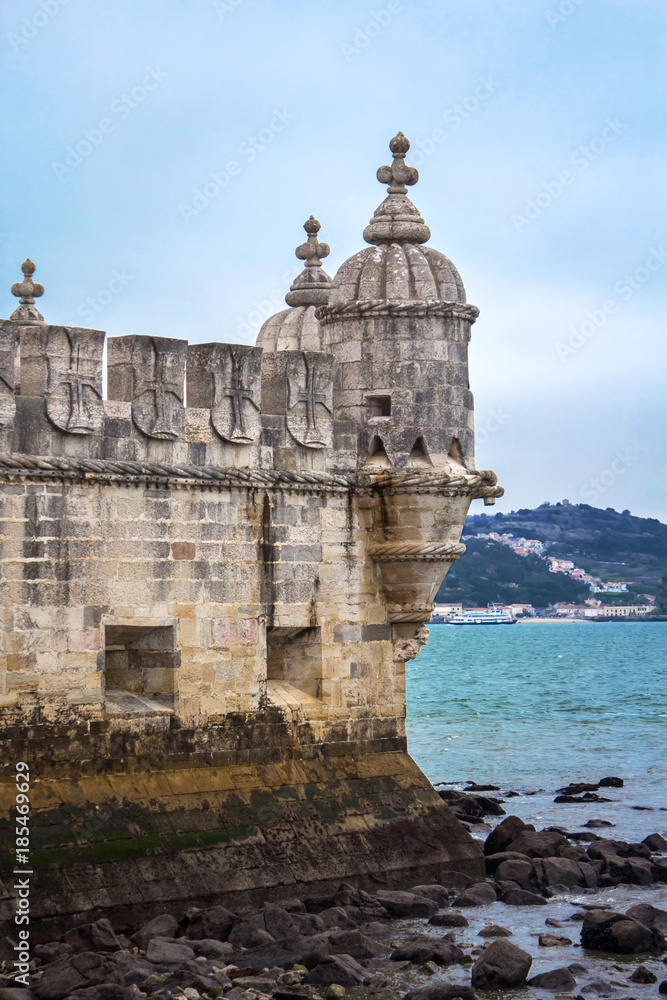 Details of Belem tower in Lisbon, Portugal