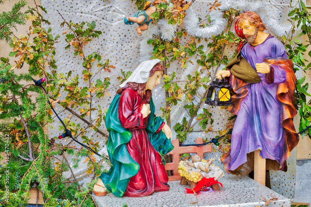 Naklejka premium Christmas Nativity Scene