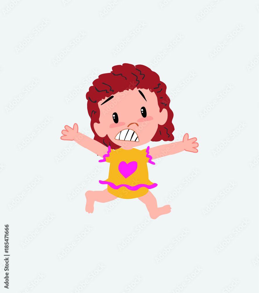 White girl in a swimsuit running terrified. White girl in a swimsuit running terrified.