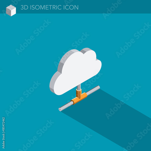 nuage icône 3D isométrique - cloud 3D isometric web icon