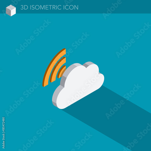 nuage icône 3D isométrique - cloud 3D isometric web icon