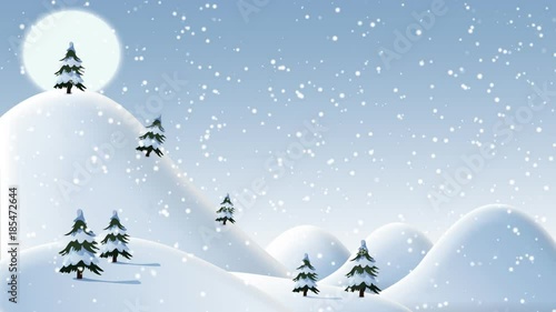 christmas snow covered hills with trees day