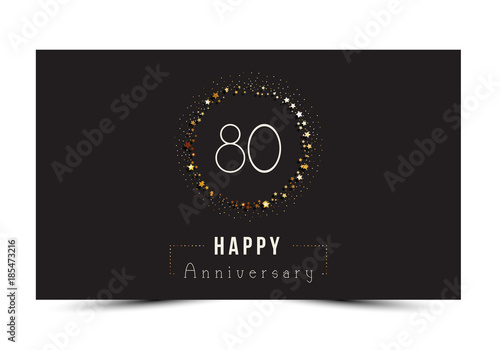 80 years Happy Anniversary card. Vector illustration