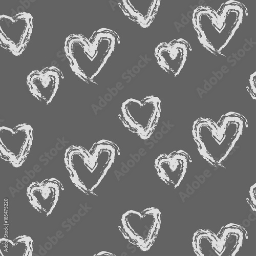 Cute doodle style hearts seamless vector pattern. Valentine's Day handwritten background. Marker drawn different heart shapes and silhouettes. Hand drawn ornament.