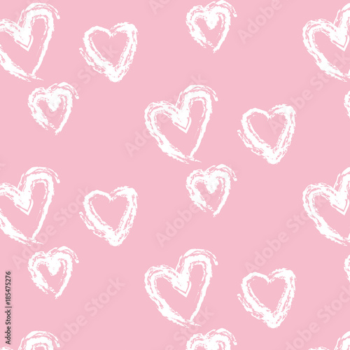 Cute doodle style hearts seamless vector pattern. Valentine's Day handwritten background. Marker drawn different heart shapes and silhouettes. Hand drawn ornament.